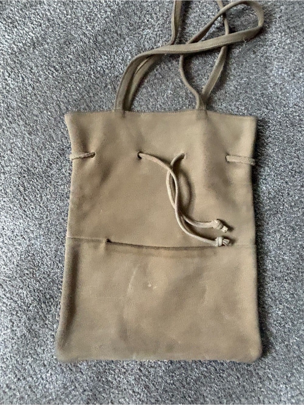 J. Crew Taupe Suede Drawstring Shoulder Bag
